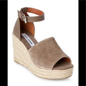 Steve Madden Jaylen Taupe Suede Espadrille Wedge